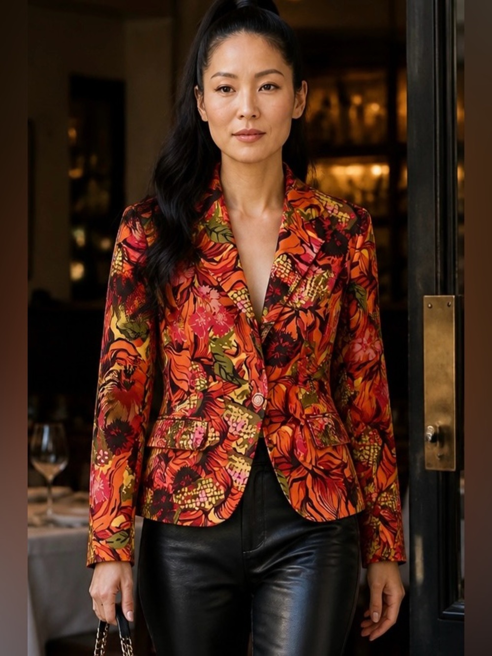 Vintage D&G by Dolce & Gabbana Vibrant Orange Floral Blazer | size 6